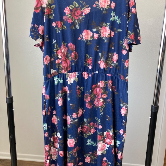 Blue Dress with pink floral design - Picture 3 of 7